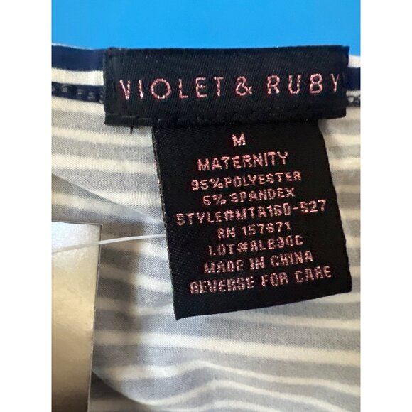 Violet & Ruby Maternity Top M Navy White Stripe 3/4 Sleeve Stretch NWT - Picture 4 of 9